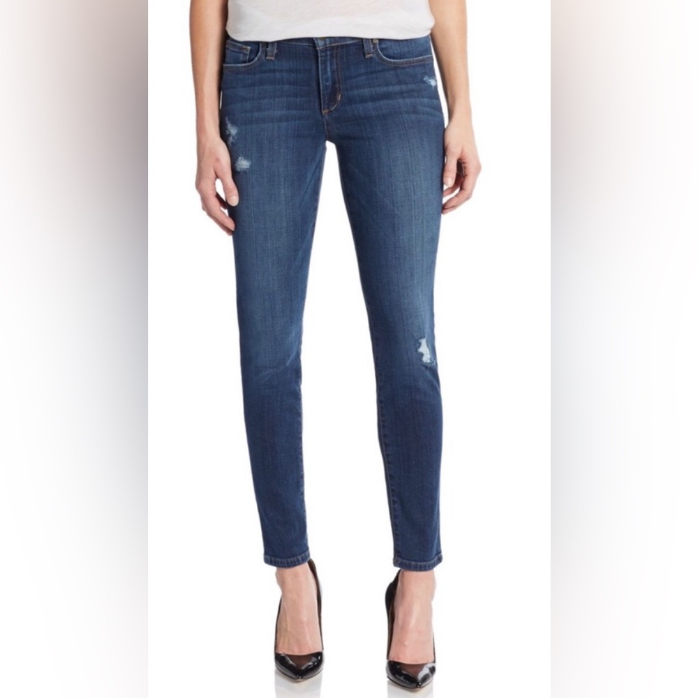 Joe’s Jeans Bramlin Skinny Ankle Jeans Size 27 Low Rise Distressed Indigo Wash